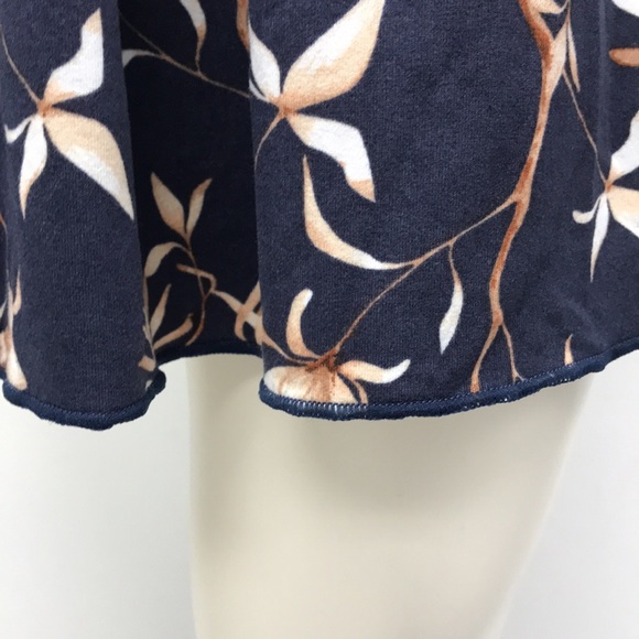 Large Navy Blue Floral Dress with Smocked Waist - Picture 5 of 10